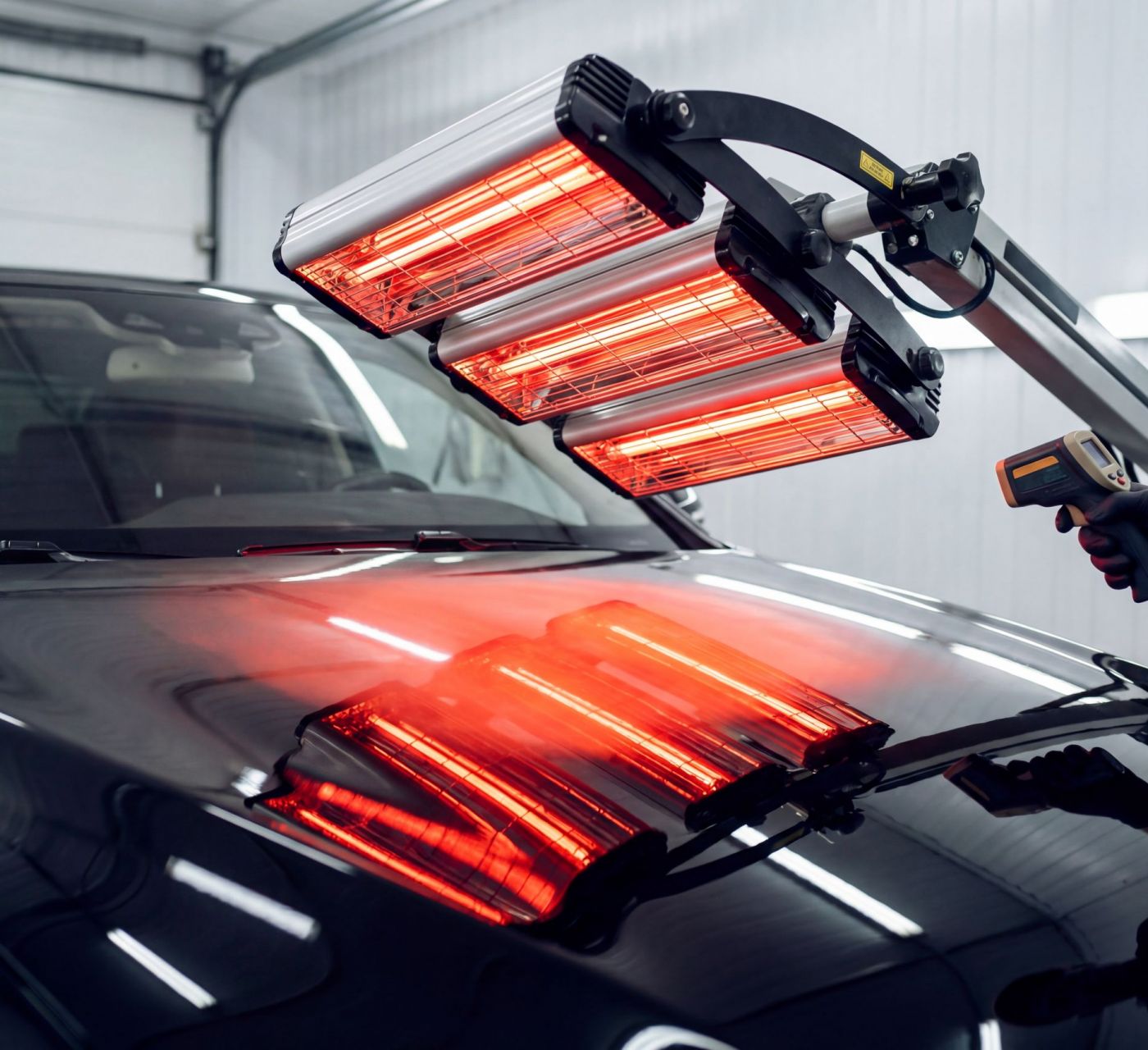 Infrared heating lamps used for curing ceramic coating - Sarasota Florida