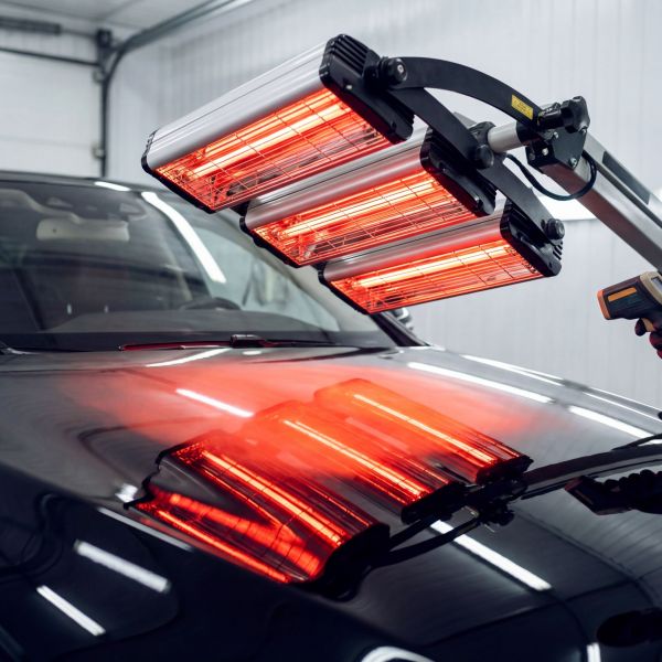 Infrared heating lamps used for curing ceramic coating - Sarasota Florida