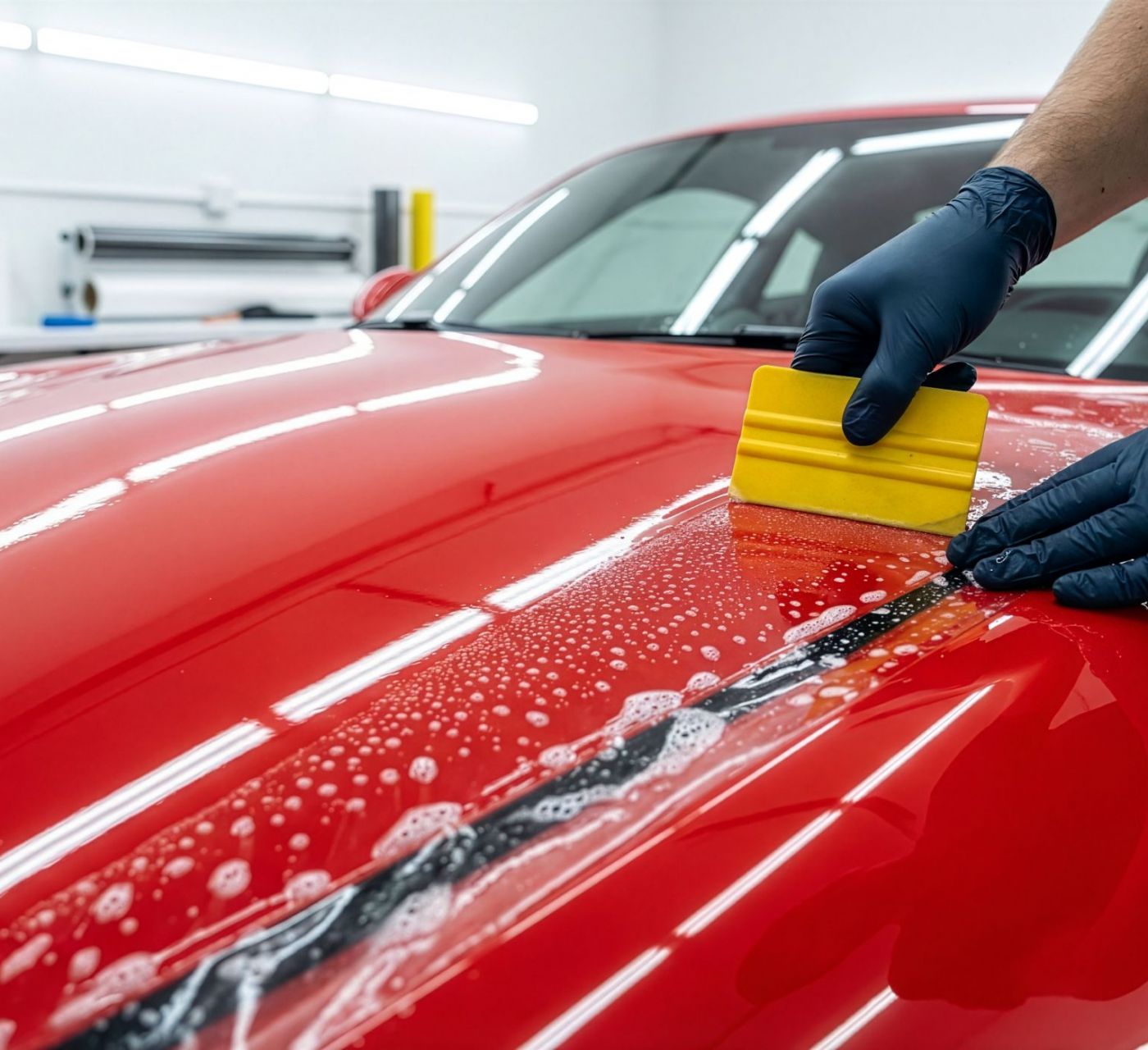Applying clear paint protection film - Sarasota Florida