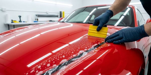 Applying clear paint protection film - Sarasota Florida